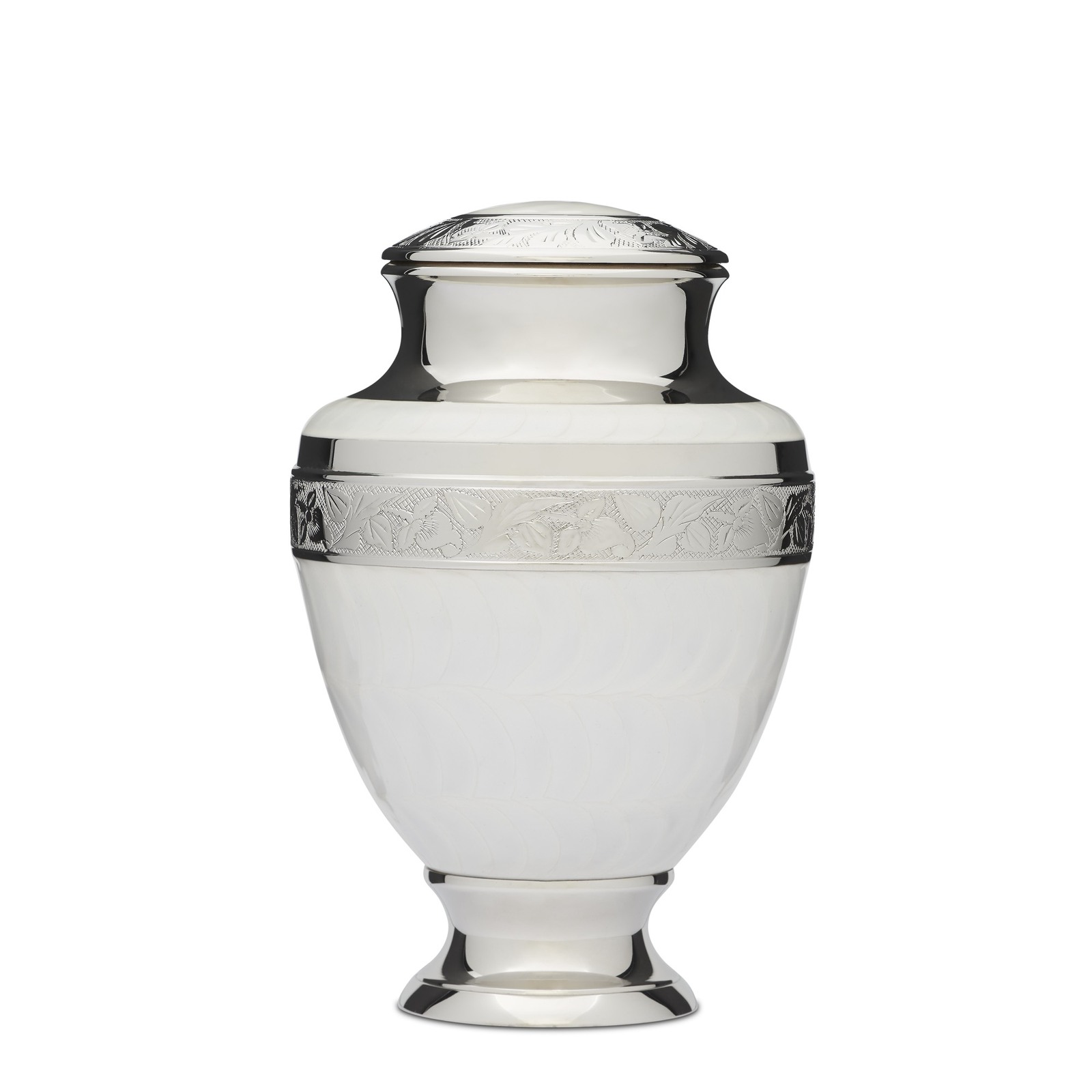 Cremation Urn Stunning Nickel and White Enamel Funeral Cremation Urn for Ashes